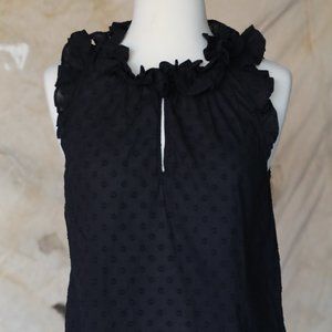 JCrew Women's black sleeveless ruffle neck top sz6